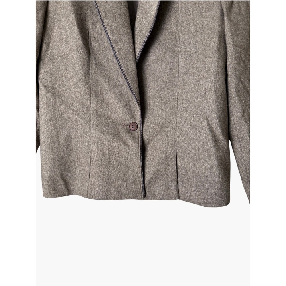 Vintage Sasson Wool Blend Blazer Jacket Taupe Corded Trim Sz Small‎ - Picture 4 of 12